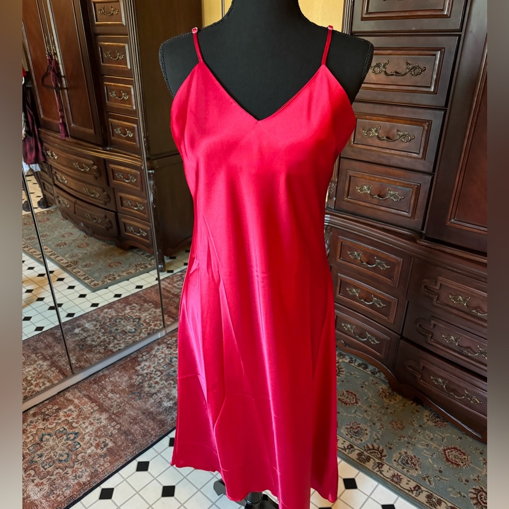 Beautiful red satin slip dress